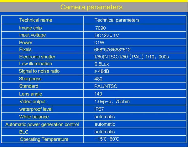 Planet Gates Car Rear View Camera 8 LED Night Vision Wide Angle HD Color Image Waterproof Universal Backup Parking Reverse Camera