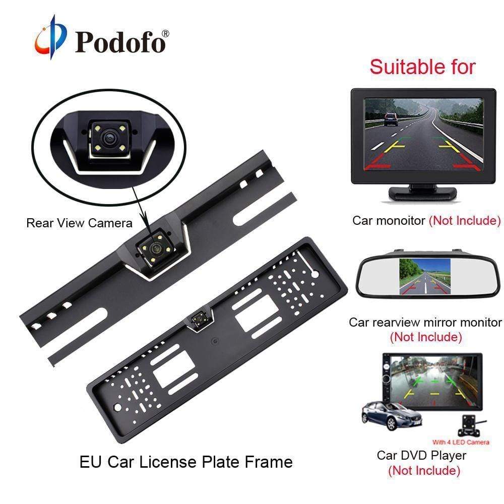Planet Gates Car Rear View Camera Waterproof EU European License Plate Frame Parktronic Reverse 4 LED Night Vision Backup Camera