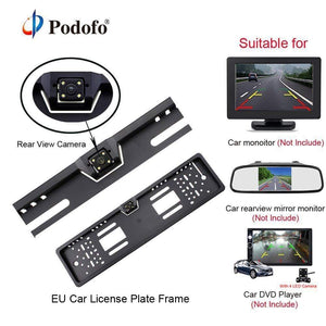 Planet Gates Car Rear View Camera Waterproof EU European License Plate Frame Parktronic Reverse 4 LED Night Vision Backup Camera
