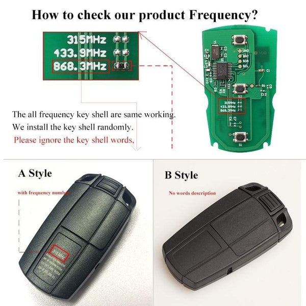 Planet Gates Car Remote Smart Key 315Mhz /433/ 868MHz for BMW 1/3/5/7 Series CAS3 X5 X6 Z4 Car Keyless Control Transmitter Chip