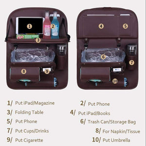 Planet Gates Car Seat Organizer PU Leather Auto Seat Back Storage Bag Multifunctional Container Cup iPad Phone Holder Srorage Solutions