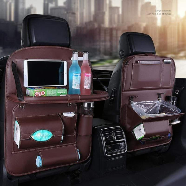 Planet Gates Car Seat Organizer PU Leather Auto Seat Back Storage Bag Multifunctional Container Cup iPad Phone Holder Srorage Solutions