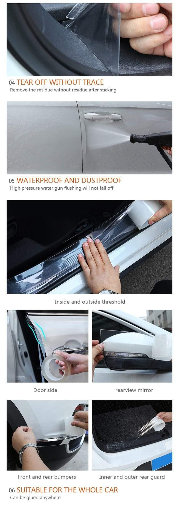 Planet Gates Car Stickers Interior Protector Film Auto Door Edge Protective Glue Car Trunk Door Sill Tape Full Body Sticker Vinyl Accessories