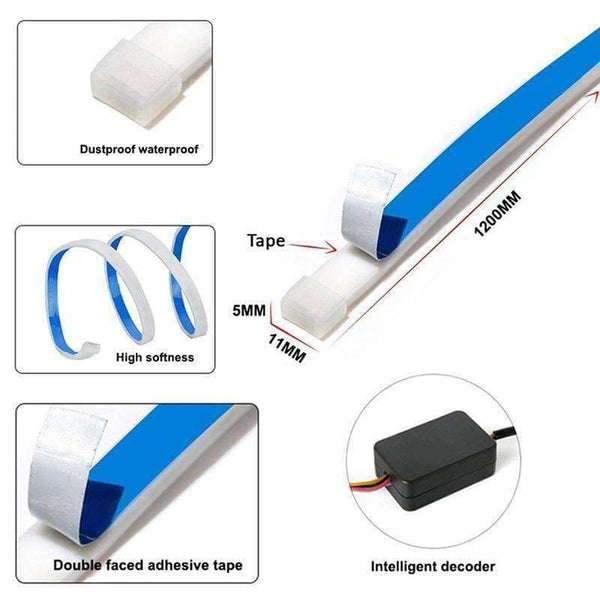 Planet Gates Car Styling LED Strip Trunk Light 12V RGB 120cm IP67 Multifunction Auto Rear Warning Lamp Turn Signal Lights