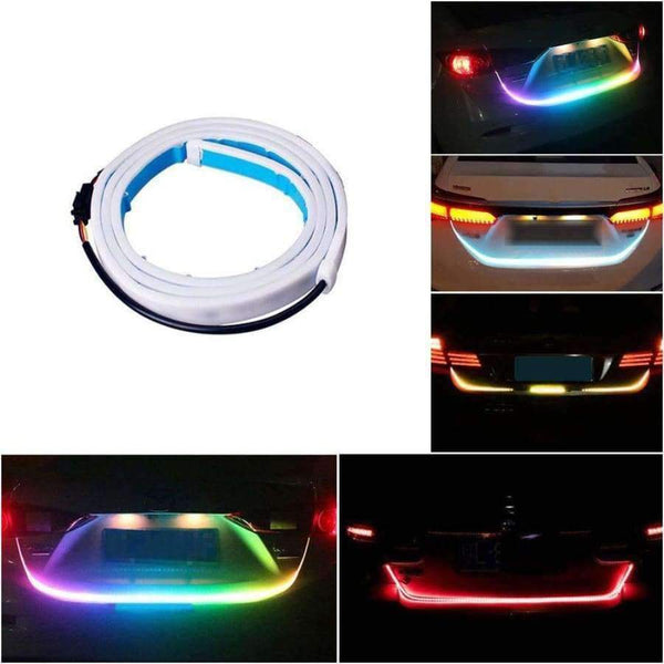 Planet Gates Car Styling LED Strip Trunk Light 12V RGB 120cm IP67 Multifunction Auto Rear Warning Lamp Turn Signal Lights