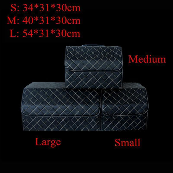 Planet Gates Car Trunk Organizer Box Storage Bag Auto Trash Tool Bag PU Leather Folding Large Cargo Storage Stowing Tidying Car Accessories