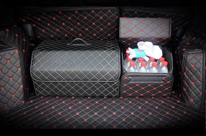 Planet Gates Car Trunk Organizer Box Storage Bag Auto Trash Tool Bag PU Leather Folding Large Cargo Storage Stowing Tidying Car Accessories