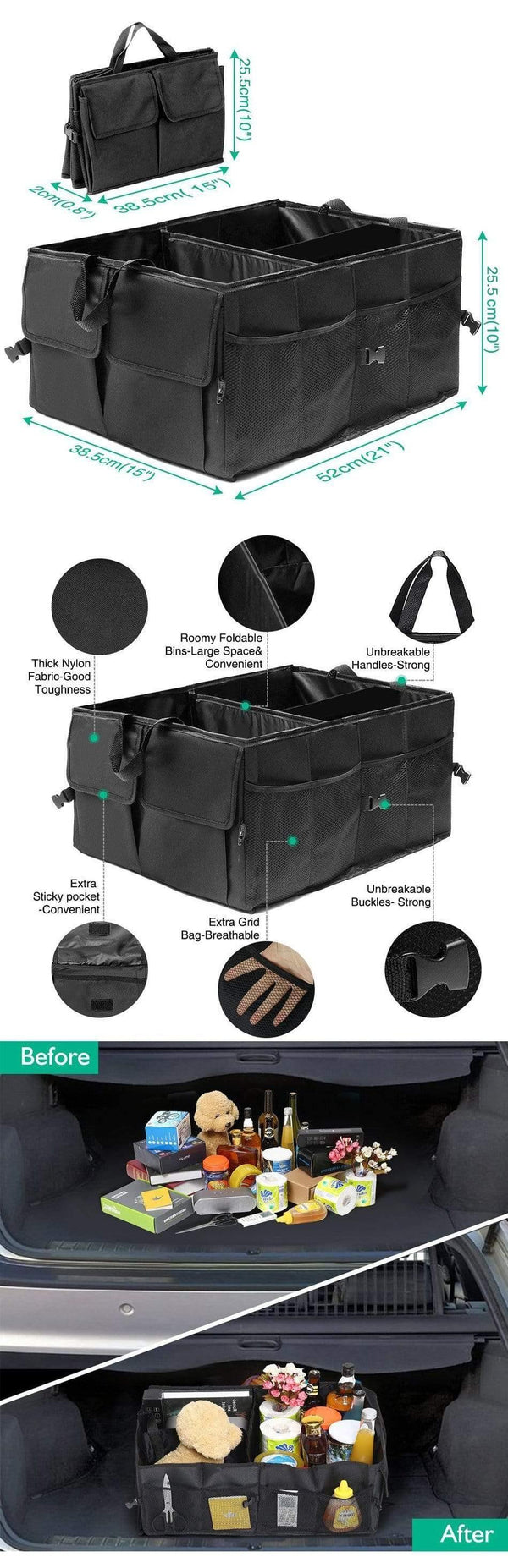 Planet Gates Car Trunk Organizer Eco-Friendly Super Strong & Durable Collapsible Cargo Storage Box For Auto Trucks SUV Trunk Box / Box