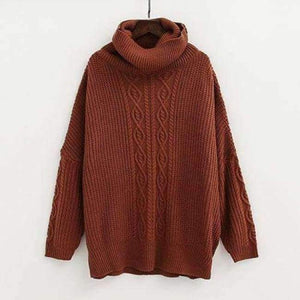 Planet Gates Caramel / One Size Casual Korean Pullover Sweater Knitted Winter Turtleneck Women Jumper White Oversized Sweater Loose Long Pull Femme 2018