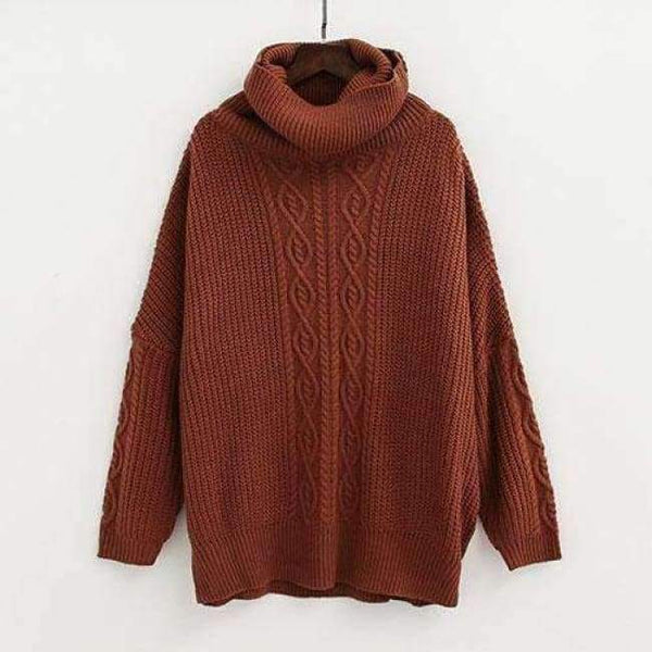 Planet Gates Caramel / One Size Casual Korean Pullover Sweater Knitted Winter Turtleneck Women Jumper White Oversized Sweater Loose Long Pull Femme 2018