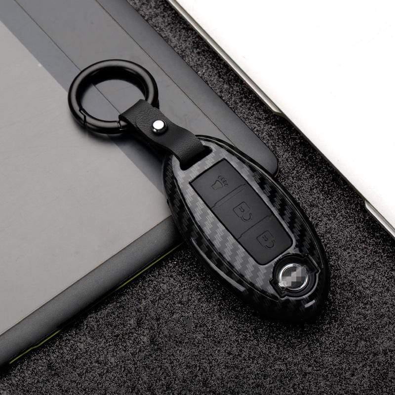 Planet Gates Carbon Fiber Silica Gel Key Case Full-encircling for Nissan Infiniti QX50 Q50L Q60 Q70 QX6 Material for Durability