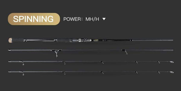 Planet Gates Carbon Fishing Rod 2.7m 3.0m M MH Power 10-45g Baitcasting Rod Sea Bass Inshore Fishing Rod 3 Sections Spinning Rod