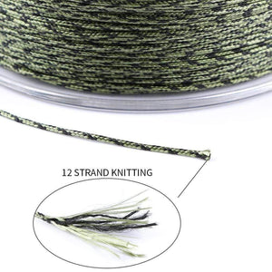 Planet Gates Carp Fishing Line 12 Strands Weave D-braid 100 Meters Camo Braided PE Fish Line