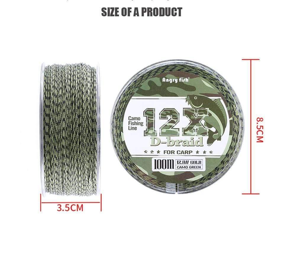 Planet Gates Carp Fishing Line 12 Strands Weave D-braid 100 Meters Camo Braided PE Fish Line