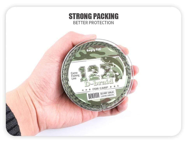 Planet Gates Carp Fishing Line 12 Strands Weave D-braid 100 Meters Camo Braided PE Fish Line