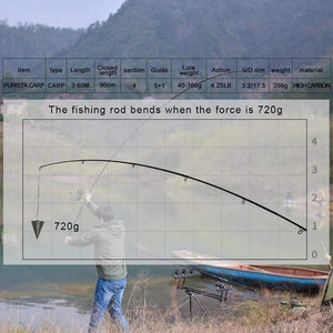 Planet Gates Carp fishing rod  Carbon Fiber Fuji  Spinning Rod pesca 4.25lb power 40-160g 3.60m Hard Pole Surf Rod