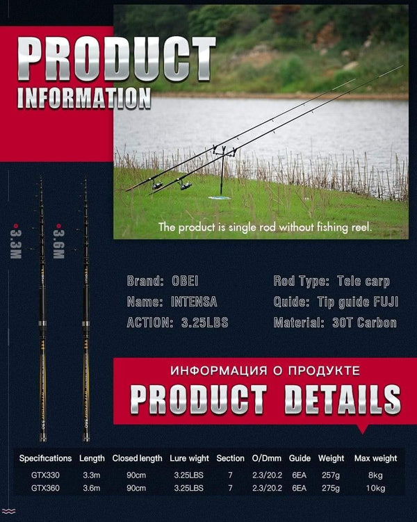 Planet Gates Carp fishing rod telescopic portable professional Ultra Light expert travel 3.3m 3.6m 3.25lbs obei