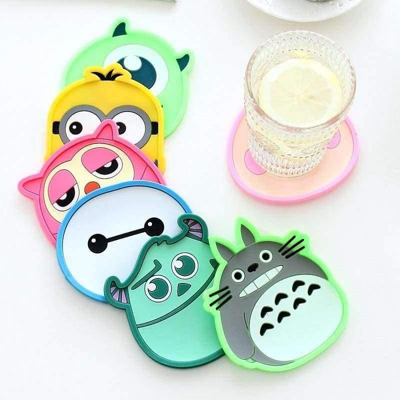 Planet Gates Cartoon 1 Piece Silicone Dining Table Placemat Coaster Kitchen Accessories Mat Cup Bar Mug Cartoon Animal Drink Pads