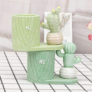 Planet Gates Cartoon Cactus Succulents Plant Pen Pencil Holder Office Desk Accessories Pen Stand Holder Christmas Gift Desk Organizer