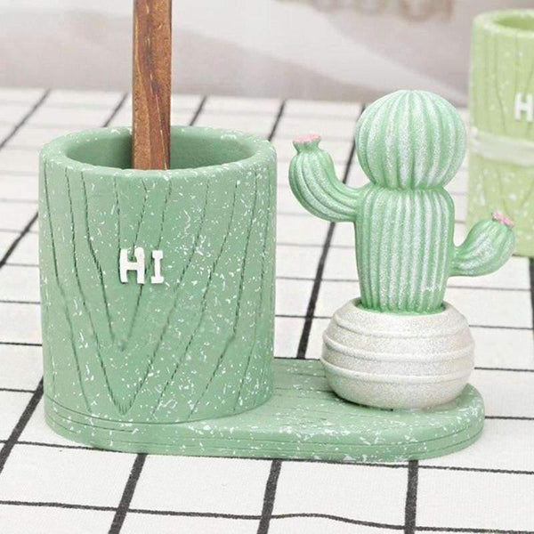 Planet Gates Cartoon Cactus Succulents Plant Pen Pencil Holder Office Desk Accessories Pen Stand Holder Christmas Gift Desk Organizer