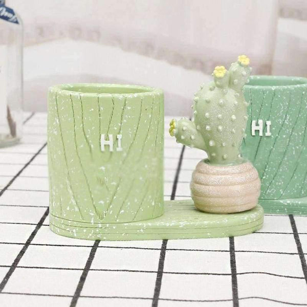 Planet Gates Cartoon Cactus Succulents Plant Pen Pencil Holder Office Desk Accessories Pen Stand Holder Christmas Gift Desk Organizer