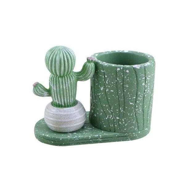 Planet Gates Cartoon Cactus Succulents Plant Pen Pencil Holder Office Desk Accessories Pen Stand Holder Christmas Gift Desk Organizer