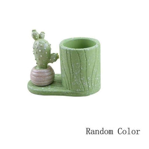 Planet Gates Cartoon Cactus Succulents Plant Pen Pencil Holder Office Desk Accessories Pen Stand Holder Christmas Gift Desk Organizer