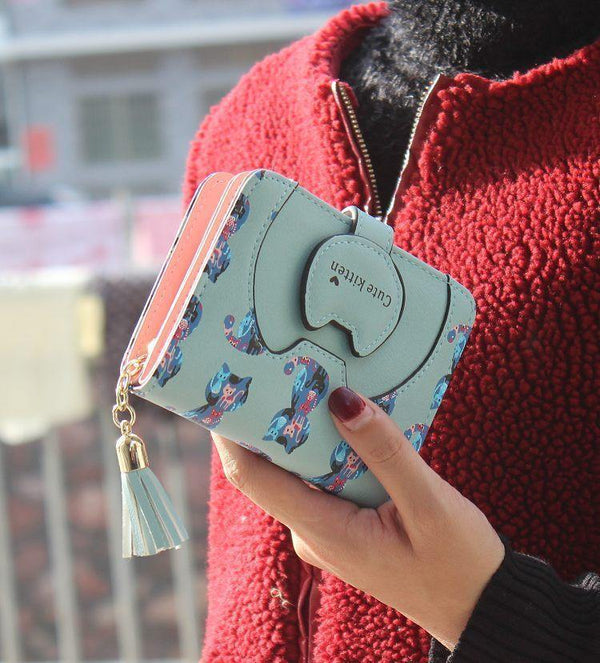 Planet Gates Cartoon cat women wallet printing PU Leather women wallet brand designed coin purse female card holder cute girl wallet