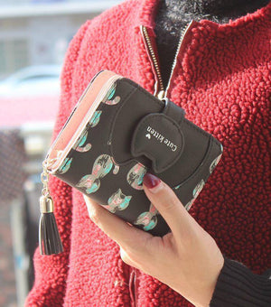 Planet Gates Cartoon cat women wallet printing PU Leather women wallet brand designed coin purse female card holder cute girl wallet