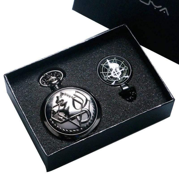 Planet Gates Cartoon Fullmetal Alchemist Edward Pocket Watch with Necklace & Pendant Chain Cosplay Costume Luxury Gift Set
