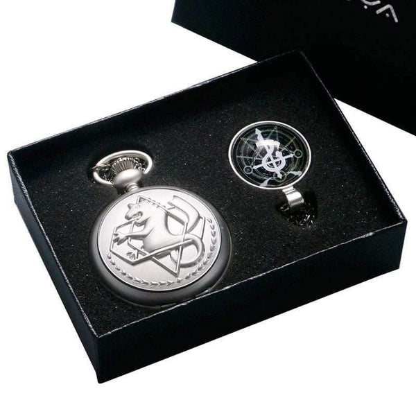 Planet Gates Cartoon Fullmetal Alchemist Edward Pocket Watch with Necklace & Pendant Chain Cosplay Costume Luxury Gift Set
