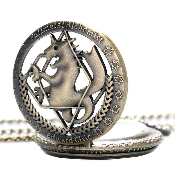 Planet Gates Cartoon Fullmetal Alchemist Edward Pocket Watch with Necklace & Pendant Chain Cosplay Costume Luxury Gift Set