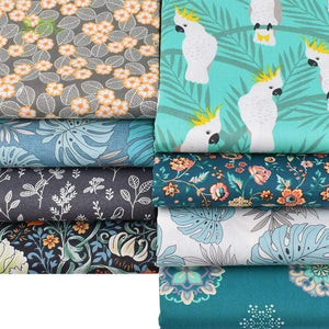 Planet Gates Cartoon Jungle Parrot Series,Printed Twill Cotton Fabric, For DIY Sewing Quilting Baby & Children's Bed Clothes Material