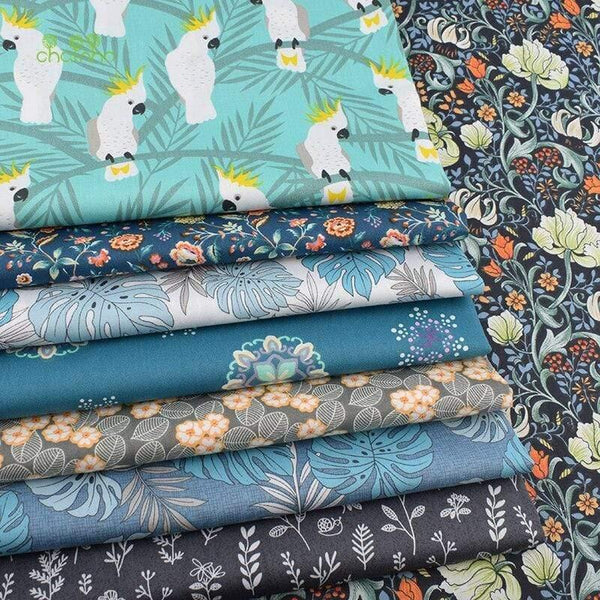 Planet Gates Cartoon Jungle Parrot Series,Printed Twill Cotton Fabric, For DIY Sewing Quilting Baby & Children's Bed Clothes Material