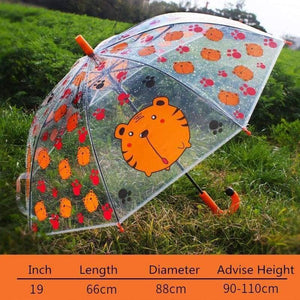 Planet Gates Cartoon print child's umbrella transparent rain tools for children animals giraffe,frog,tiger,rabbit,bear YS116
