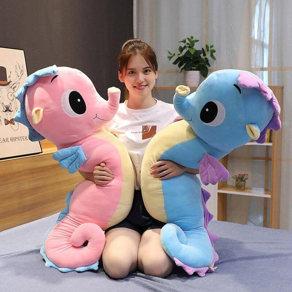 Cartoon Seahorse Plush Toy Soft Animal Stuffed Pillow Plush Fish Doll Baby Sleeping Pillow Sofa Decoration Cushion Girl Gift