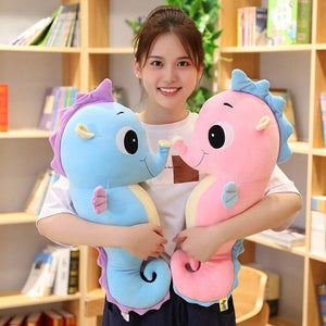 Cartoon Seahorse Plush Toy Soft Animal Stuffed Pillow Plush Fish Doll Baby Sleeping Pillow Sofa Decoration Cushion Girl Gift