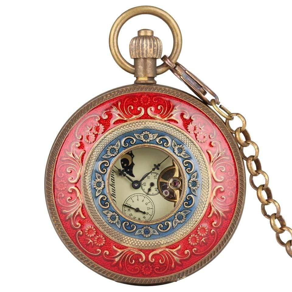Planet Gates Carving Automatic Mechanical Pocket Watch Chain Double Open Face Tourbillon Self Wind Watches Men  New Male Clock Gifts
