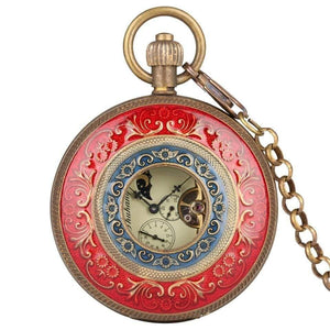 Planet Gates Carving Automatic Mechanical Pocket Watch Chain Double Open Face Tourbillon Self Wind Watches Men  New Male Clock Gifts