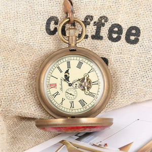 Planet Gates Carving Automatic Mechanical Pocket Watch Chain Double Open Face Tourbillon Self Wind Watches Men  New Male Clock Gifts