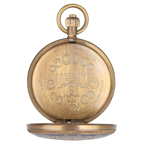 Planet Gates Carving Automatic Mechanical Pocket Watch Chain Double Open Face Tourbillon Self Wind Watches Men  New Male Clock Gifts