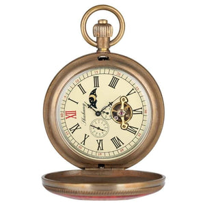 Planet Gates Carving Automatic Mechanical Pocket Watch Chain Double Open Face Tourbillon Self Wind Watches Men  New Male Clock Gifts