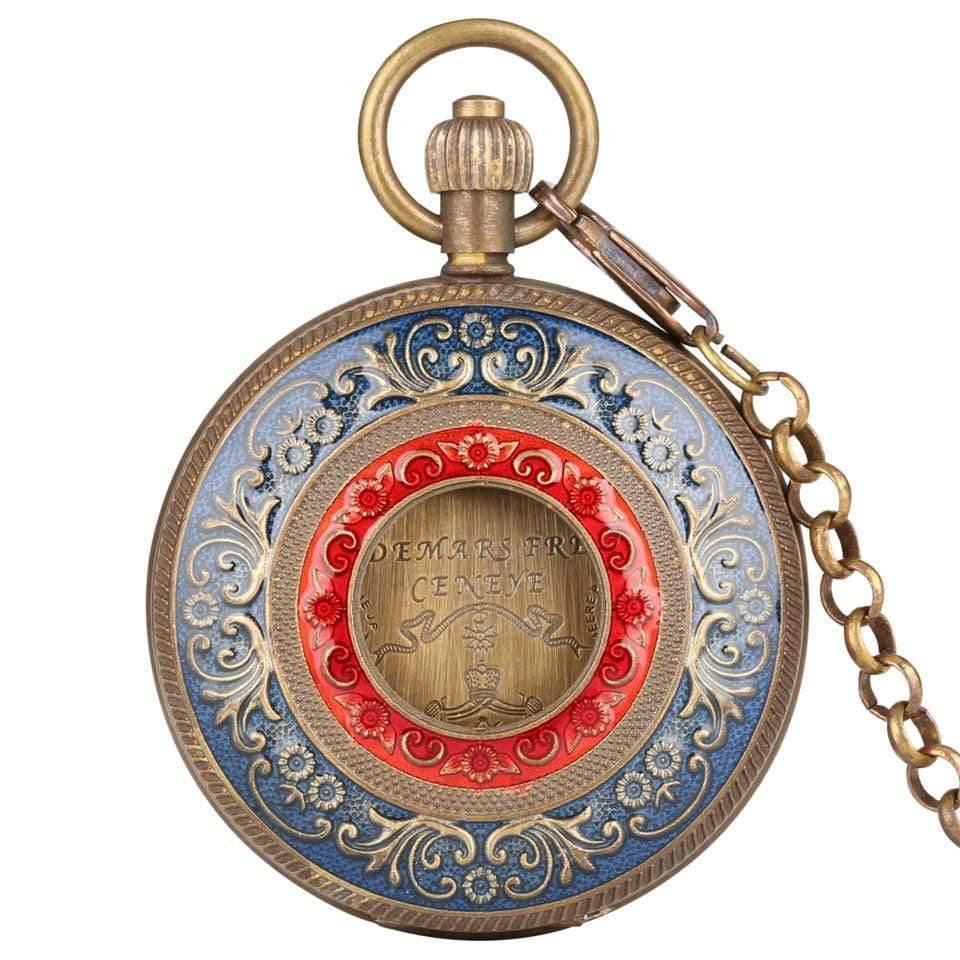 Planet Gates Carving Automatic Mechanical Pocket Watch Chain Double Open Face Tourbillon Self Wind Watches Men  New Male Clock Gifts