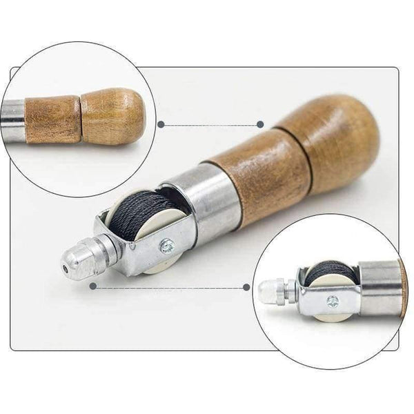 Planet Gates Carving Wax Line  Wooden Handle Sewing Awl Stitcher Leather Canvas Tent Sewing Needle Craft DIY hand-stitched Leather Tools