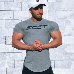 Casual Cotton Print T-shirt Men Gyms Fitness Short Sleeve Tshirt Male  Bodybuilding Workout Skinny Tee Shirt Tops Summer Clothes
