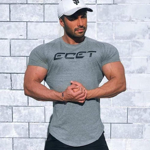 Casual Cotton Print T-shirt Men Gyms Fitness Short Sleeve Tshirt Male  Bodybuilding Workout Skinny Tee Shirt Tops Summer Clothes