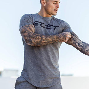 Casual Cotton Print T-shirt Men Gyms Fitness Short Sleeve Tshirt Male  Bodybuilding Workout Skinny Tee Shirt Tops Summer Clothes