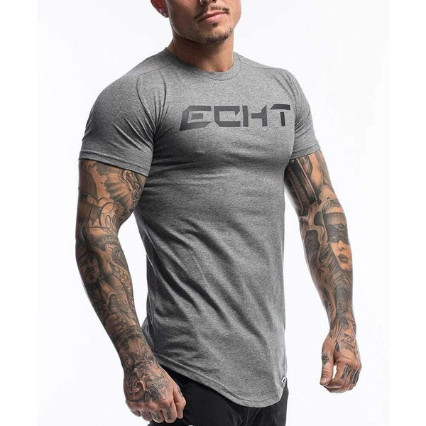 Casual Cotton Print T-shirt Men Gyms Fitness Short Sleeve Tshirt Male  Bodybuilding Workout Skinny Tee Shirt Tops Summer Clothes