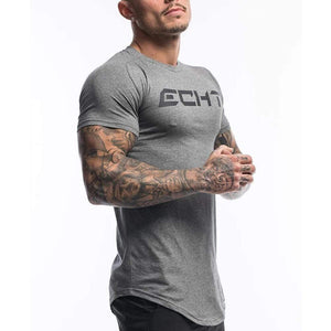 Casual Cotton Print T-shirt Men Gyms Fitness Short Sleeve Tshirt Male  Bodybuilding Workout Skinny Tee Shirt Tops Summer Clothes