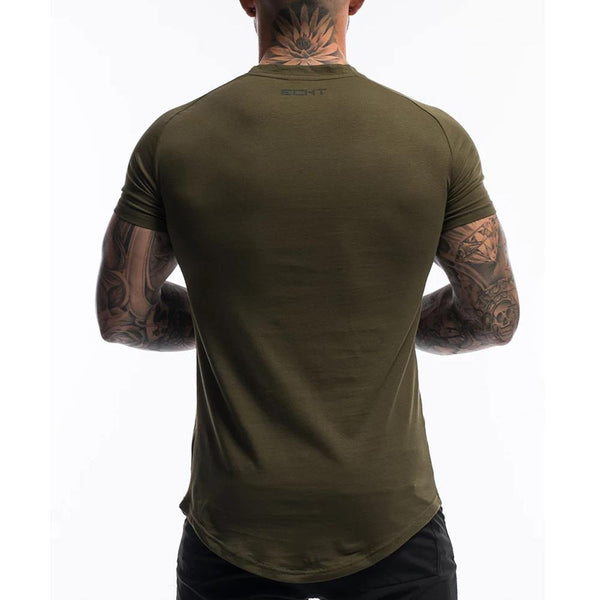 Casual Cotton Print T-shirt Mens Gyms Fitness Tshirt Army Green Male  Bodybuilding Workout Skinny Tee Shirt Tops Summer Clothes